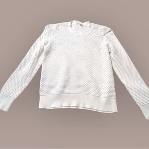 COS Coastal Minimalist Summer Knit Lightweight White Textured Sweater XS/S